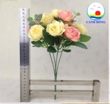 Bó hoa hồng 10 bông trang trí vải lụa cao cấp