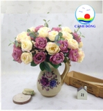 Bó hoa hồng 10 bông trang trí vải lụa cao cấp