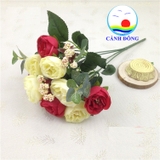 Bó hoa hồng 10 bông trang trí vải lụa cao cấp