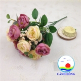 Bó hoa hồng 10 bông trang trí vải lụa cao cấp