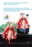 Mô hình tượng Cô gái Nhật Bản mặc kimono đỏ cầm quạt.