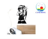 Decal dán tường cô gái dễ thương nghe nhạc đầy phong cách