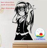 Decal dán tường cô gái dễ thương nghe nhạc đầy phong cách