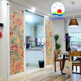 Decal dán kính 3D hoa lá sắc màu nghệ thuật