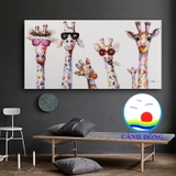 Tranh canvas gia đình hươu cao cổ nghệ thuật sang trọng