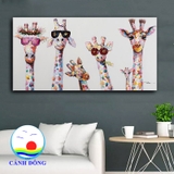 Tranh canvas gia đình hươu cao cổ nghệ thuật sang trọng