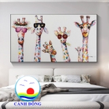 Tranh canvas gia đình hươu cao cổ nghệ thuật sang trọng