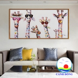 Tranh canvas gia đình hươu cao cổ nghệ thuật sang trọng