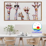 Tranh canvas gia đình hươu cao cổ nghệ thuật sang trọng