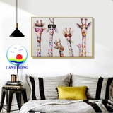 Tranh canvas gia đình hươu cao cổ nghệ thuật sang trọng