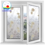 Decal dán kính mờ hoạ tiết hình hoa leo vàng nhìn 2 mặt