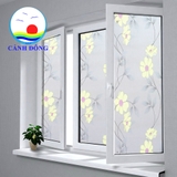Decal dán kính mờ hoạ tiết hình hoa leo vàng nhìn 2 mặt