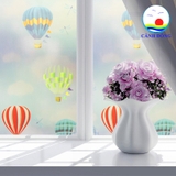 Decal dán kính mờ hoa văn khinh khí cầu sắc màu nghệ thuật