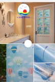 Decal dán kính mờ hoa văn khinh khí cầu sắc màu nghệ thuật