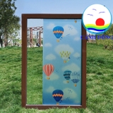 Decal dán kính mờ hoa văn khinh khí cầu sắc màu nghệ thuật