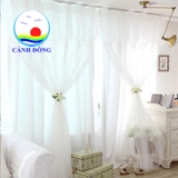 Rèm ren trắng vải 2 lớp kèm dây cột sang trọng