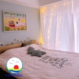 Rèm ren trắng vải 2 lớp kèm dây cột sang trọng