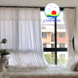Rèm ren trắng vải 2 lớp kèm dây cột sang trọng