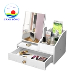 Kệ đựng mỹ phẩm gương trang điểm xoay 360 sang trọng tiện ích