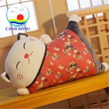 Gối tựa lưng trang trí ghế sofa mèo may mắn cute có khóa kéo đóng mở lót 2 lớp tiện dụng