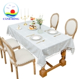 Khăn trải bàn vintage vải tua rua sang trọng