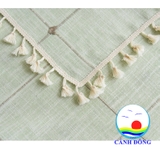 Khăn trải bàn vintage vải tua rua sang trọng