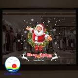 Decal trang trí giáng sinh Noel dán kính,tường size 80 cm x 80 cm