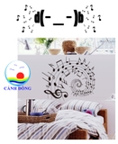 Decal dán kính dán tường âm nhạc uốn xoắn hiện đại