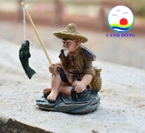 Mô hình tượng lão ngư câu cá trang trí bể cá hòn non bộ