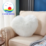 Gối tựa lưng gối ôm hình trái tim lông dài siêu mịn sang trọng