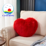 Gối tựa lưng gối ôm hình trái tim lông dài siêu mịn sang trọng