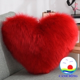 Gối tựa lưng gối ôm hình trái tim lông dài siêu mịn sang trọng
