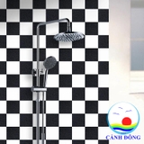 Decal dán nền dán sàn giả gạch trắng đen chống trơn chống thấm