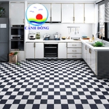 Decal dán nền dán sàn giả gạch trắng đen chống trơn chống thấm