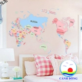 Decal dán tường bản đồ thế giới trang trí văn phòng làm việc