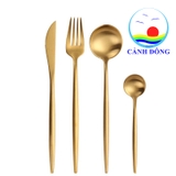 Bộ dụng cụ bàn ăn thanh lịch 4 món inox mạ lớp vàng 24k
