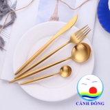 Bộ dụng cụ bàn ăn thanh lịch 4 món inox mạ lớp vàng 24k