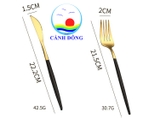 Bộ dụng cụ bàn ăn thanh lịch 4 món inox mạ lớp vàng 24k