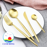 Bộ dụng cụ bàn ăn thanh lịch 4 món inox mạ lớp vàng 24k