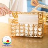 Hộp đựng khăn giấy pha lê hình chữ nhật luxury sang trọng