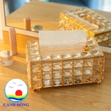 Hộp đựng khăn giấy pha lê hình chữ nhật luxury sang trọng