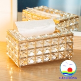 Hộp đựng khăn giấy pha lê hình chữ nhật luxury sang trọng