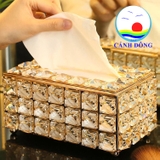 Hộp đựng khăn giấy pha lê hình chữ nhật luxury sang trọng