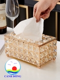 Hộp đựng khăn giấy pha lê hình chữ nhật luxury sang trọng