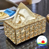 Hộp đựng khăn giấy pha lê hình chữ nhật luxury sang trọng
