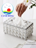 Hộp đựng khăn giấy pha lê hình chữ nhật luxury sang trọng