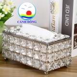 Hộp đựng khăn giấy pha lê hình chữ nhật luxury sang trọng