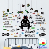 Decal dán tường Gamer siêu chất trang trí quán net phòng game