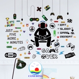 Decal dán tường Gamer siêu chất trang trí quán net phòng game