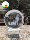 Quả pha lê 3D con chó tuổi Tuất quà tặng đế pha lê độc đáo